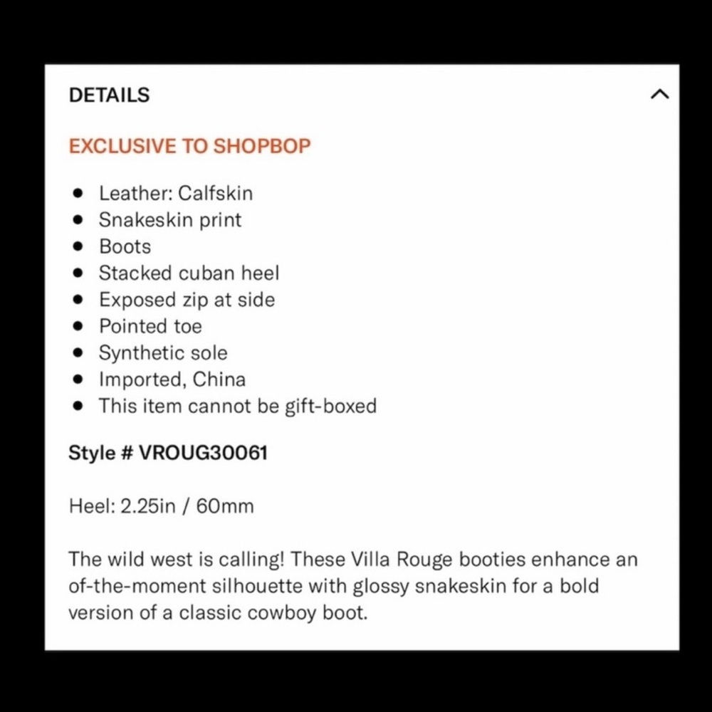 Villa Rouge Calfskin Leather Snake Print Boots- Size 8. - Picture 6 of 11